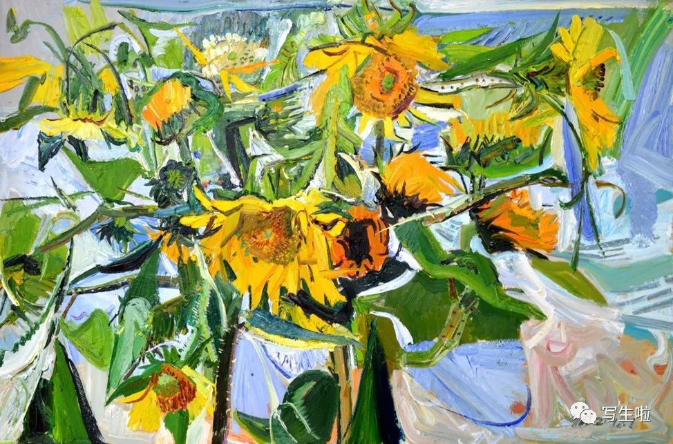 浓郁的色彩盛开的鲜花闫平绘画的生命力