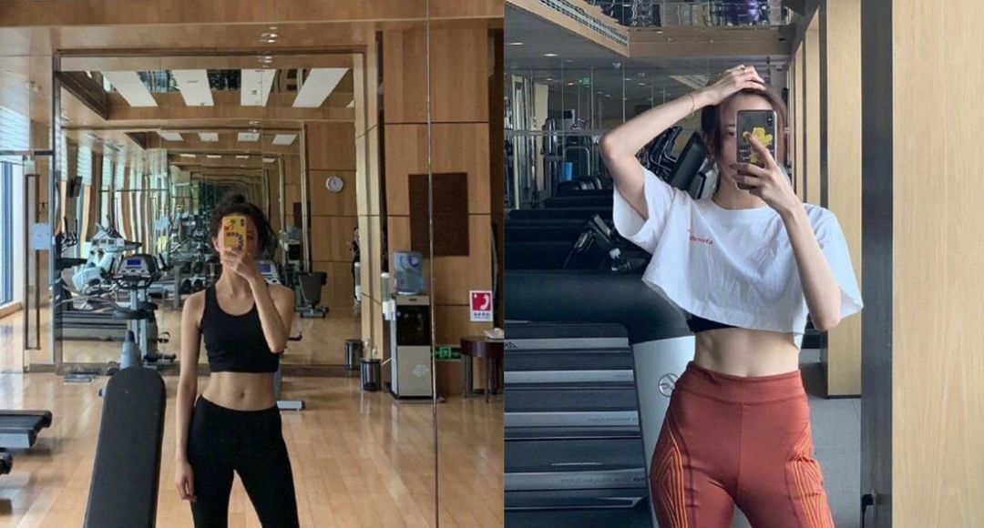 健身房家里只要有镜子的地方,就能看到这位小花的作品.