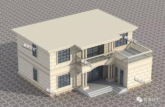 146136米农村别墅l型地形上建房平屋顶也很美观