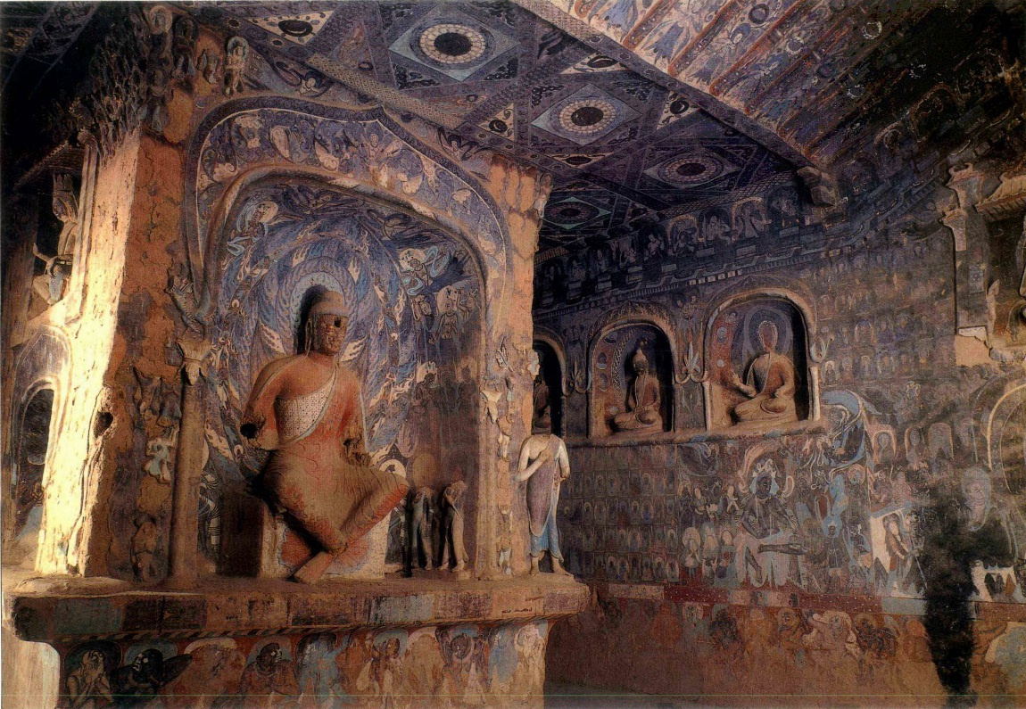 敦煌石窟北魏254窟1全景概貌中心塔柱上下四方高清大图