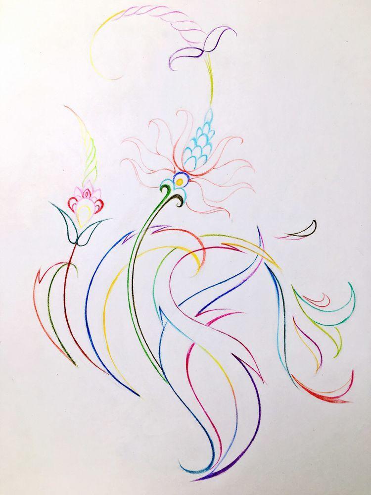 用感性的方式练习线条,凤尾花21,彩铅手绘教程