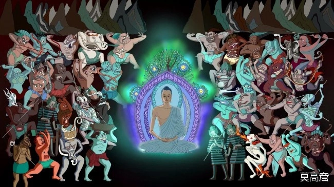 敦煌石窟北魏254窟2南壁释迦降魔动画降魔成道高清大图