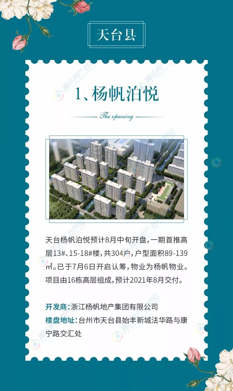 中有4个纯新盘,分别是 椒兰汇,御澜庭(御景半岛,雍瓃府,天台杨帆泊悦