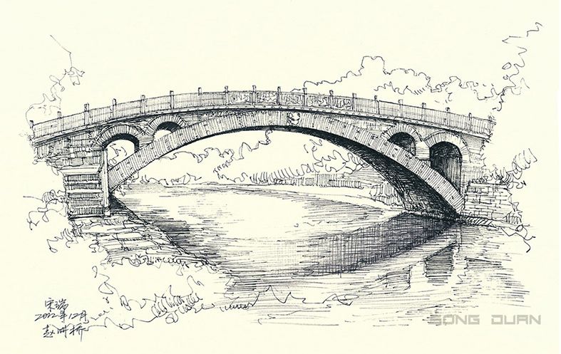 中国古桥简笔画图片