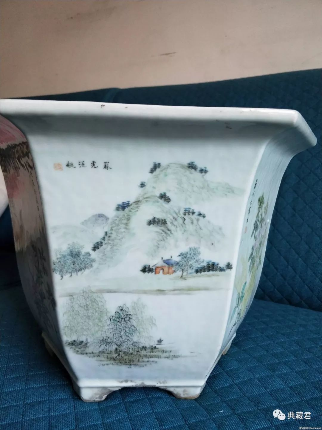 王启明浅绛彩六棱大花盆赏析