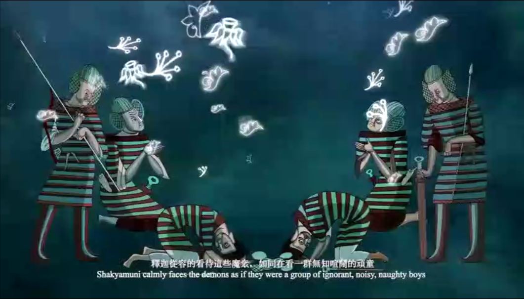 【敦煌石窟】北魏-254窟【2】南壁:释迦降魔、动画《降魔成道》【高清大图】_释迦牟尼