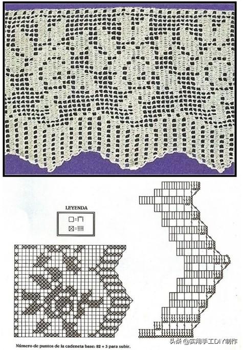 「钩编图解」127种圆角网格玫瑰花边