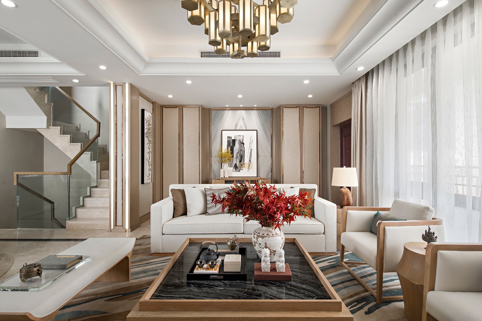 有一种诗意叫做新中式313㎡新中式别墅设计