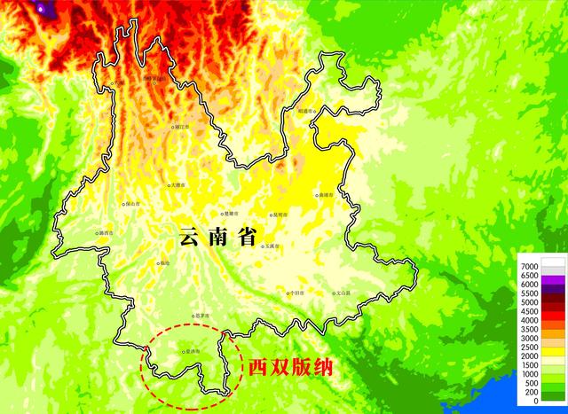 西双版纳地形图图片