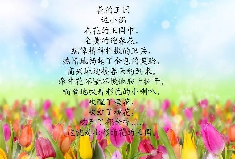 本期好声音为大家推送了有关花儿的儿童诗,童诗中的花儿你们喜欢吗?