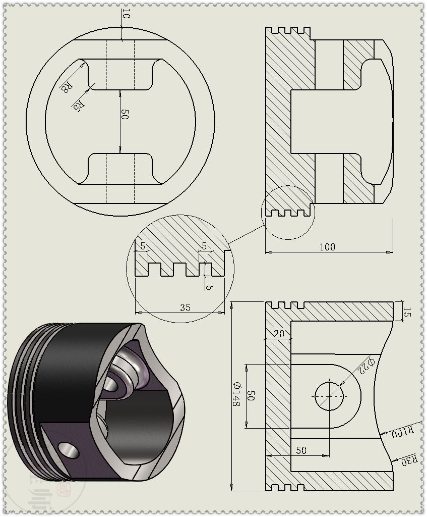 用solidworks设计的驻留活塞机构