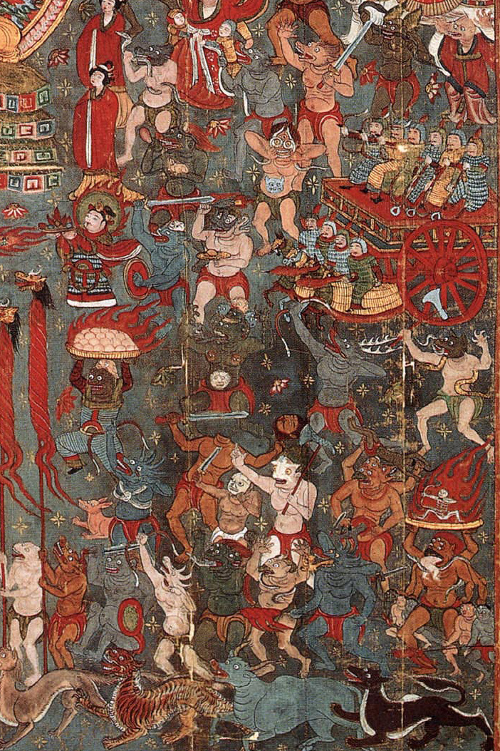 敦煌唐代大型绢画《降魔成道图》及一些同题材作品【附:释迦传记节选】_七宝