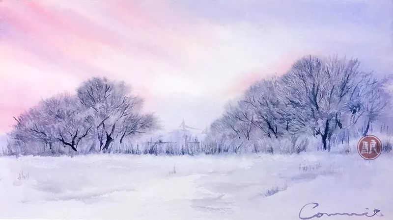 8月公开课 / 雪景专题:在盛夏里画一丝清凉_水彩