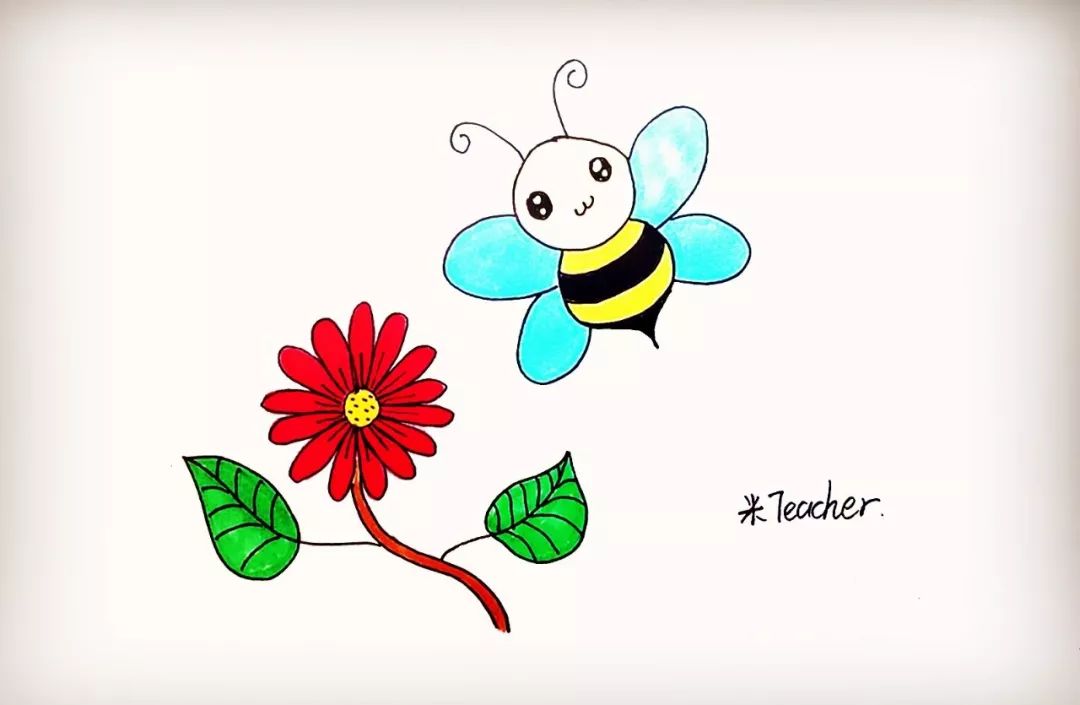 小蜜蜂简笔画画法图片
