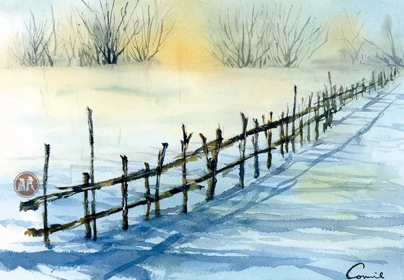 8月公开课 / 雪景专题:在盛夏里画一丝清凉_水彩