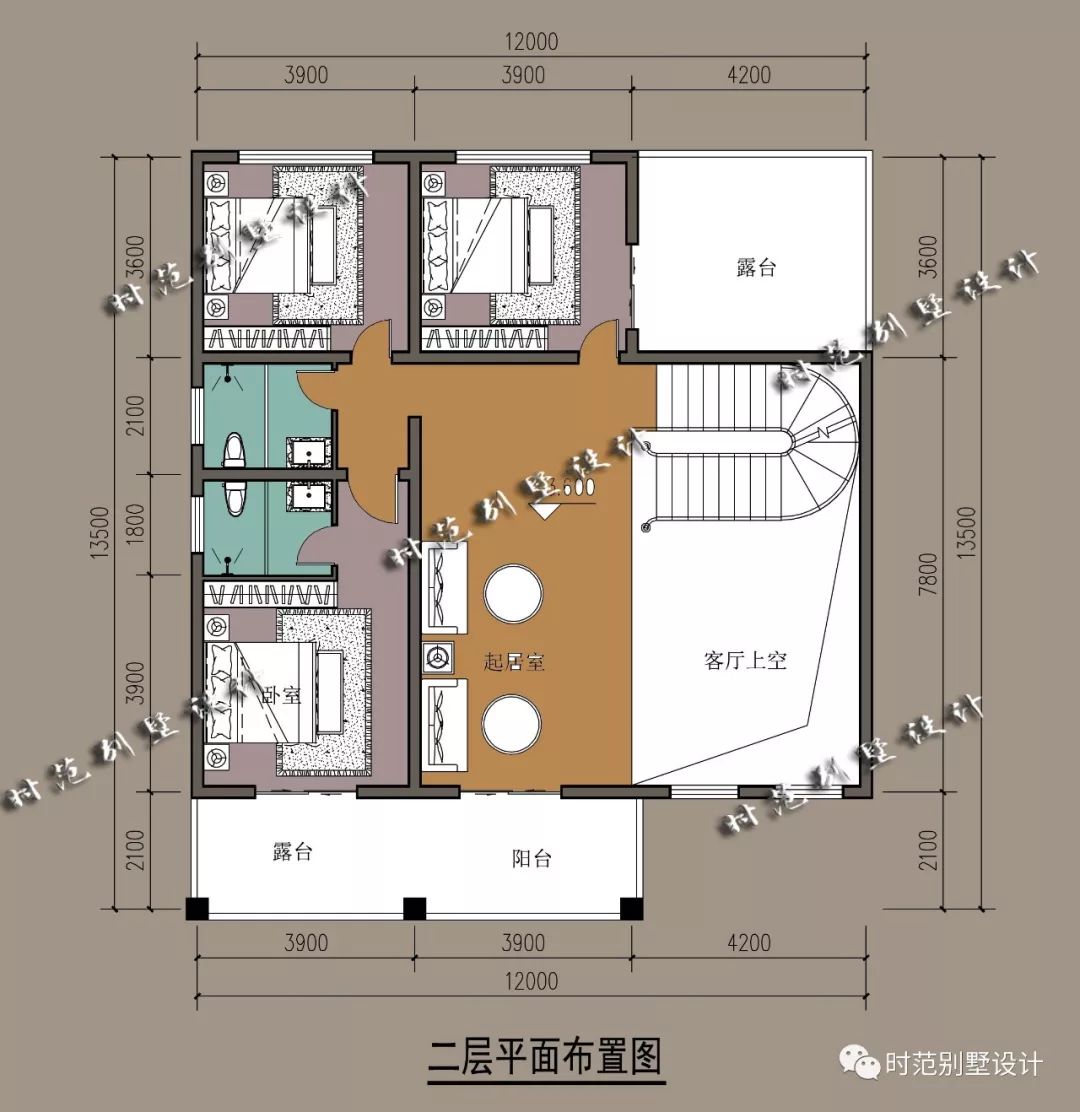 12x13米二層複式小別墅棋牌室小書房適合農村自建