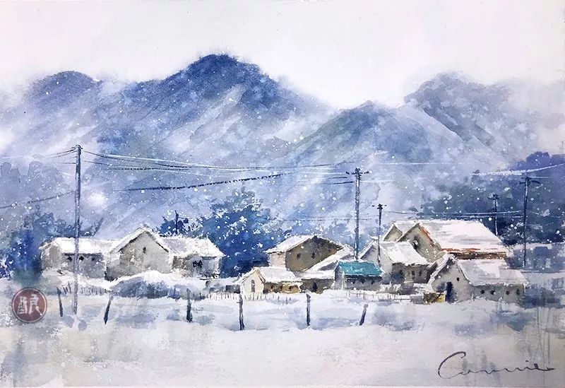 8月公开课 / 雪景专题:在盛夏里画一丝清凉_水彩