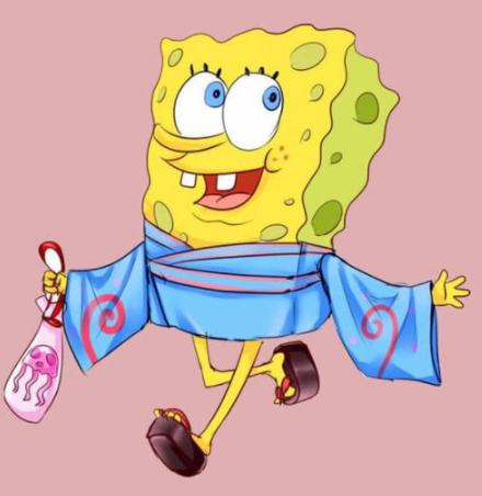 和服版《海绵宝宝》,最适合和服的居然是章鱼哥 ,又帅又优雅