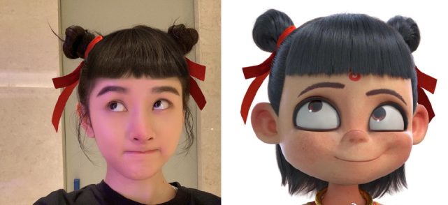 更早之前还有出演过真人版哪吒的宋祖儿也晒出了哪吒照,倒是颇为神似