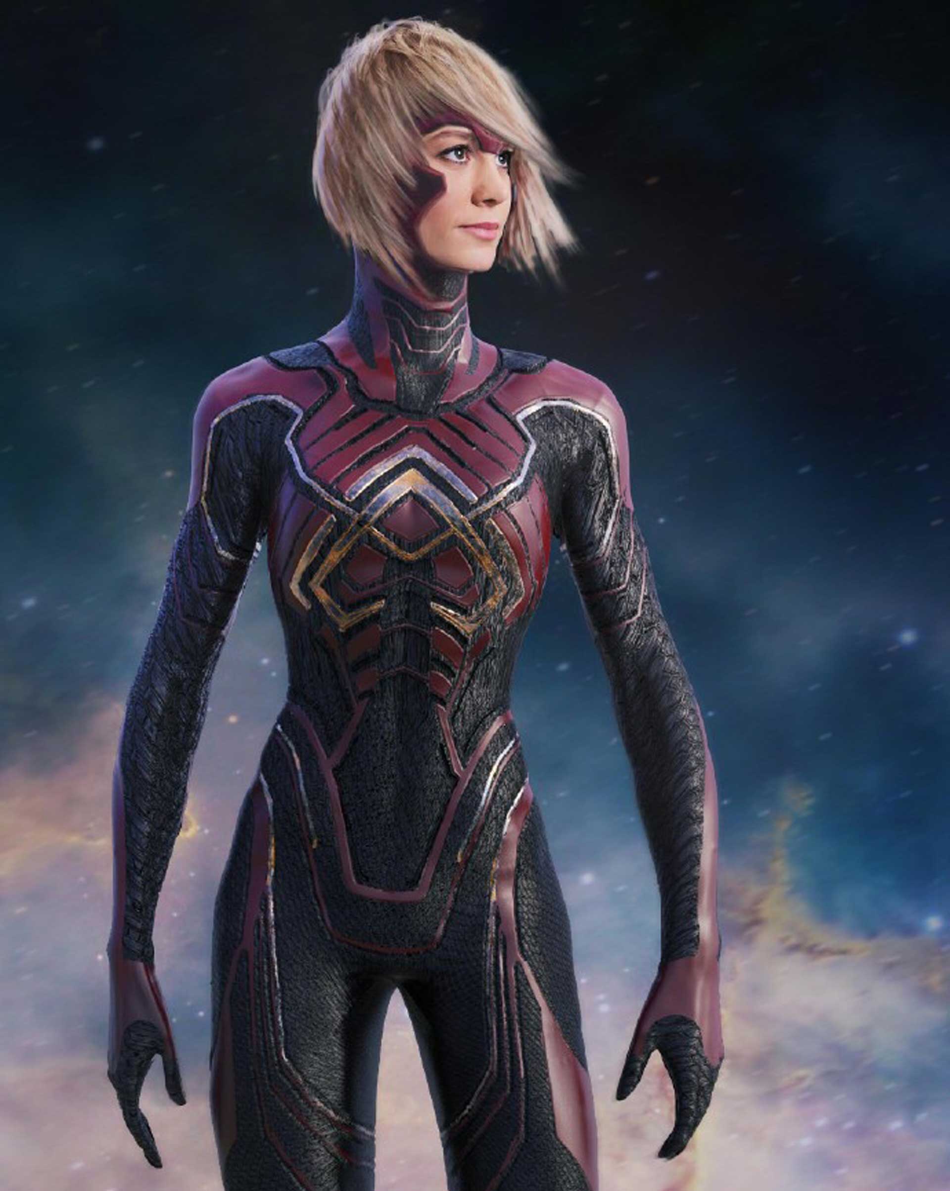 惊奇队长早期概念图曝光,与正片相比,网友:这是被黑化了吗?