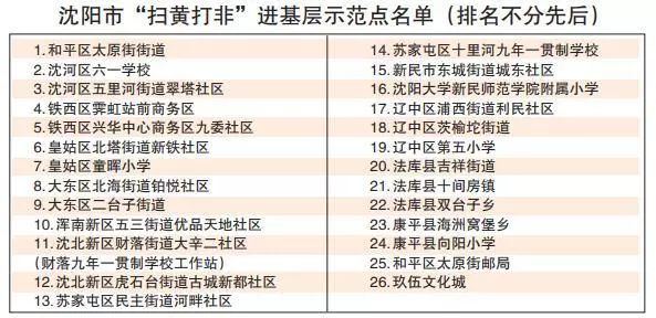 沈阳市扫黄打非进基层示范点名单公示