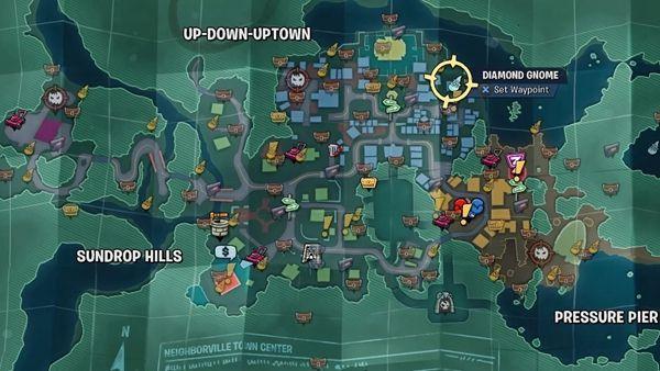 《植物大战僵尸:花园战争3》的游戏截图,其中一张是游戏的大地图,另外