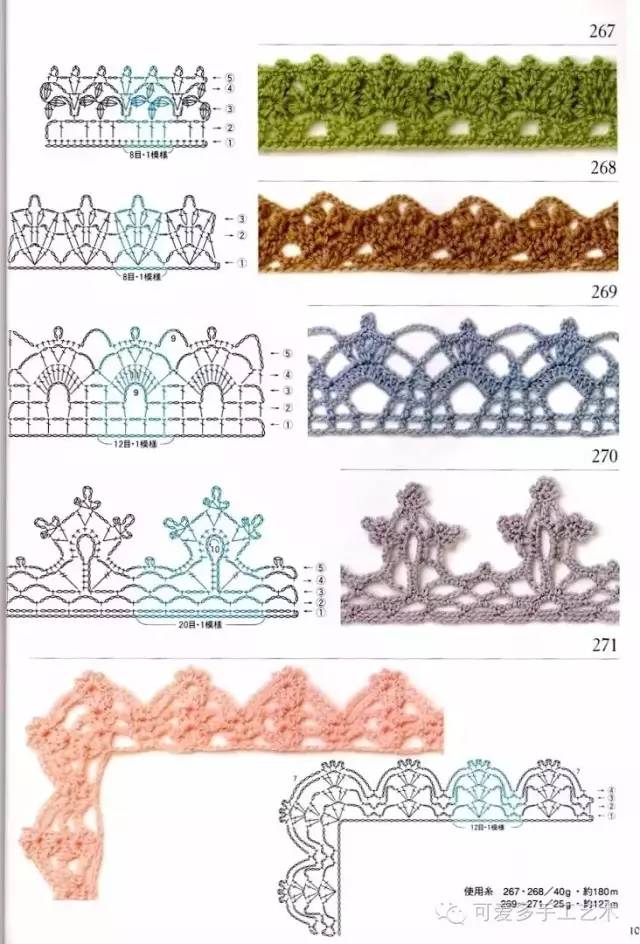 每款都是独一无二的美丽,钩针花边与花片花样大全(附图解)