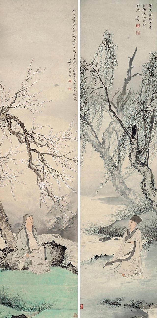 综合款识和绘画,看得出这是一幅诗意图,画作中的高士也应是白敏