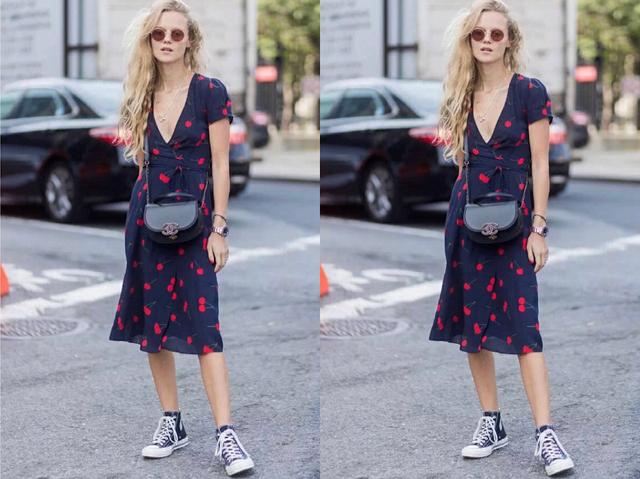 可盐可甜的少女感穿搭当属裙子帆布鞋这样搭最显嫩