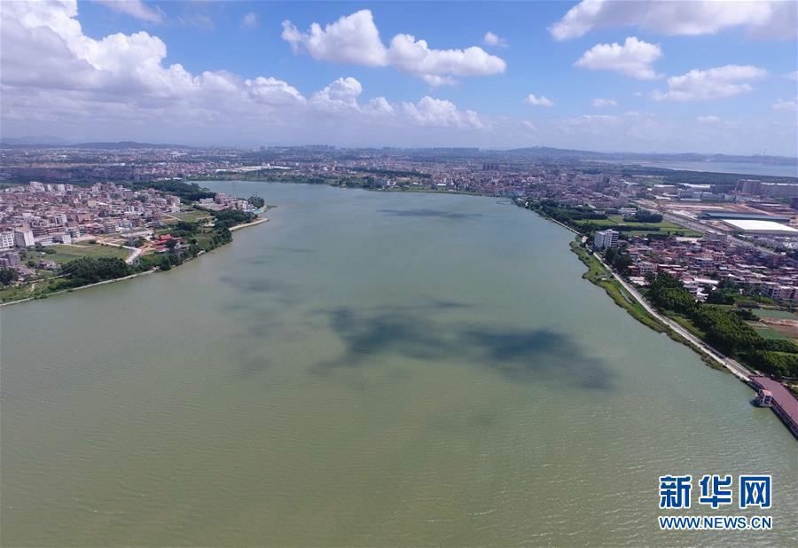 8月5日无人机拍摄的福建向金门供水工程取水地——晋江龙湖.