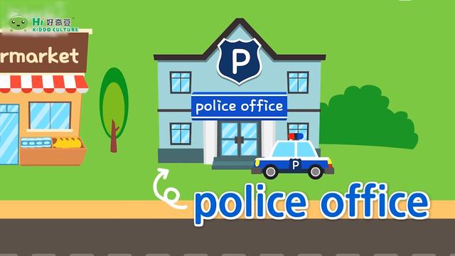 画面里是一个警察局( police office)supermarket超市the fifth block