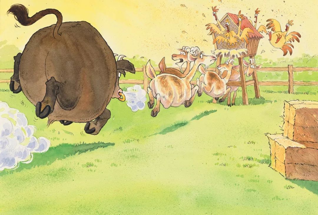 "stop going cock-a-doodle-doo!"with his foot.stamp! stam