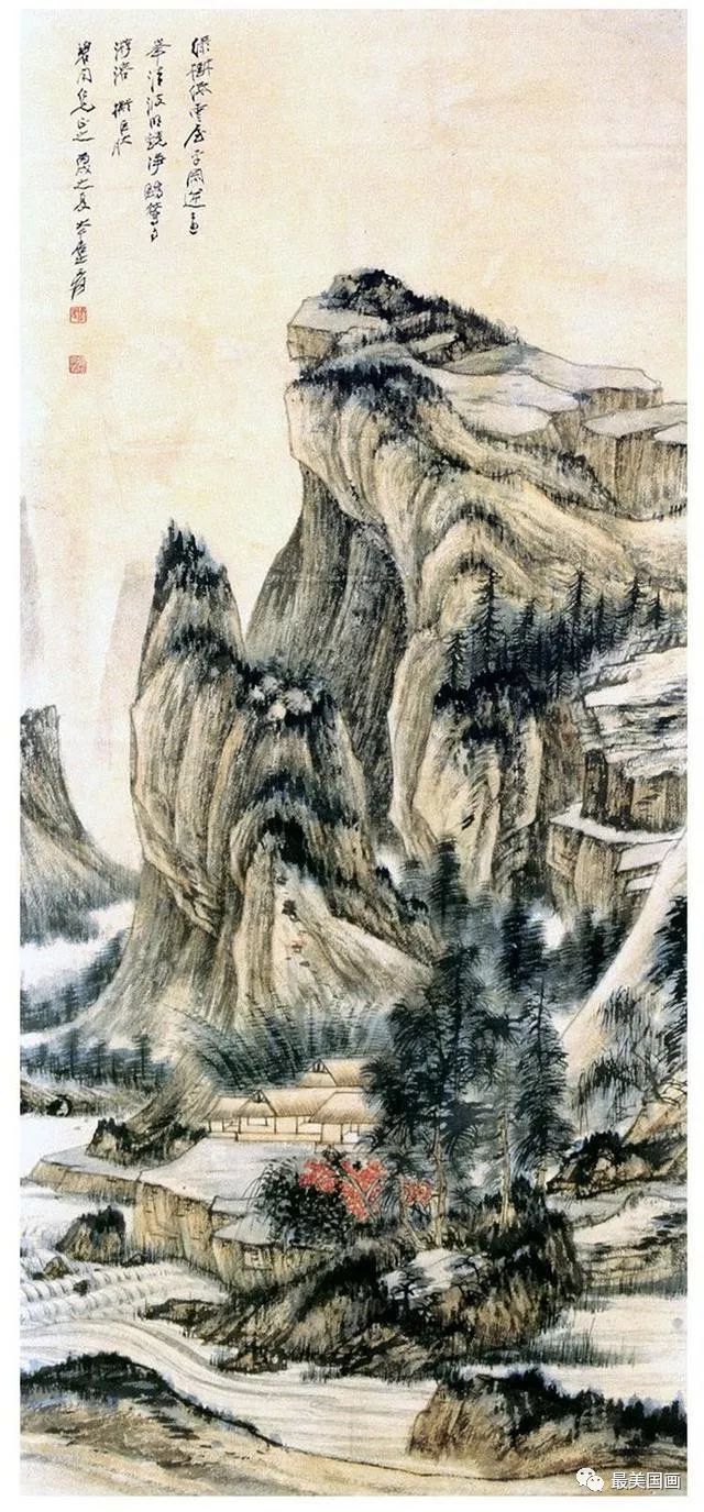 雅致飘逸张大千浅绛山水画