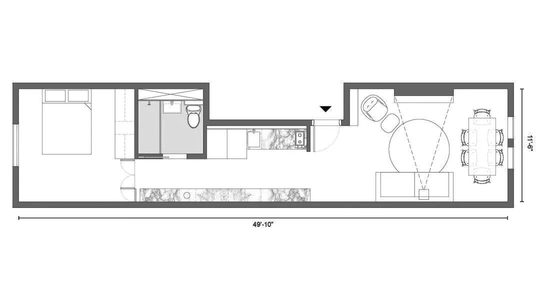 48平"凹"字户型怎么做到金属壁炉,全高衣柜应有尽有?_客厅