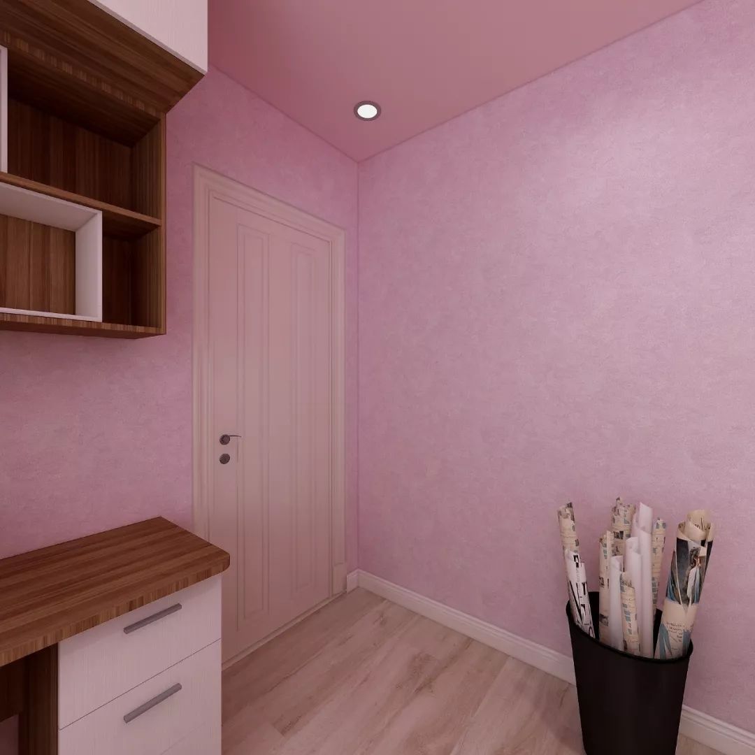 除了全部是粉色,你还可以选择艺术漆来增添点内涵,打造浪漫公主房.