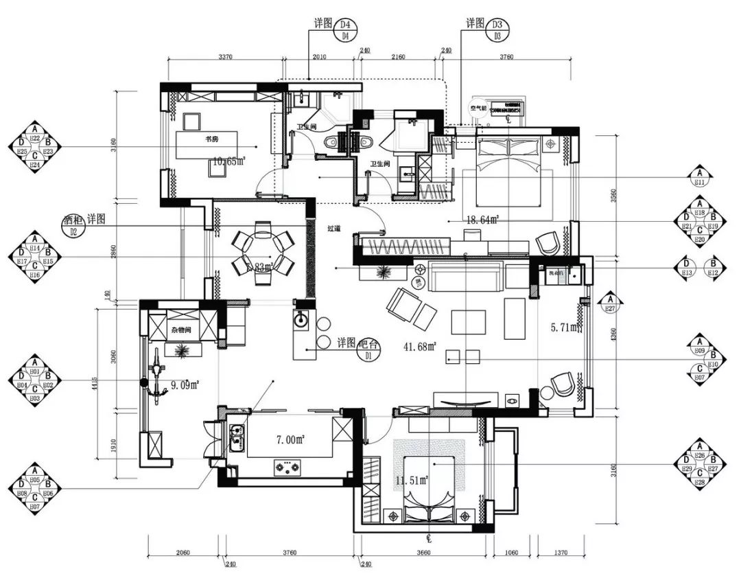 以下为部分施工图4.节点大样图3.水电部分2.立面部分1.