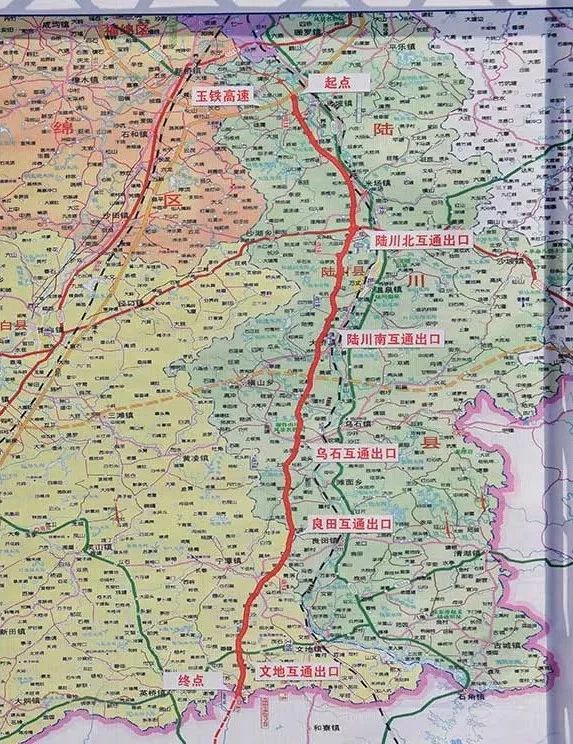 玉湛高速公路路线走势.
