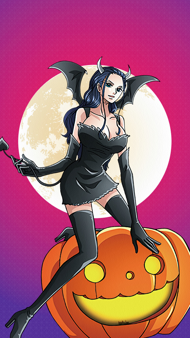 海贼王万圣节角色壁纸罗宾恶魔装扮小魔女佩罗娜好漂亮