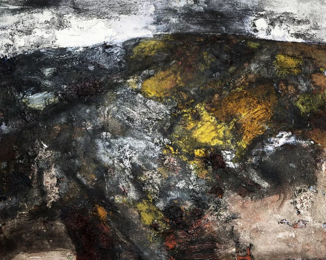 《英雄远去》布面油画 80×100cm 2014年李谟中《故里》布面油画 80