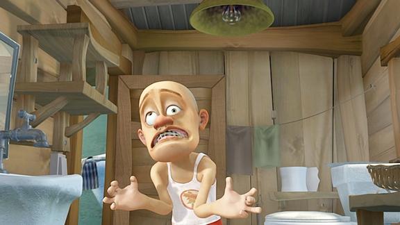 熊出没光头强睡得迷瞪瞪还用鞋油刷牙强哥真会搞笑