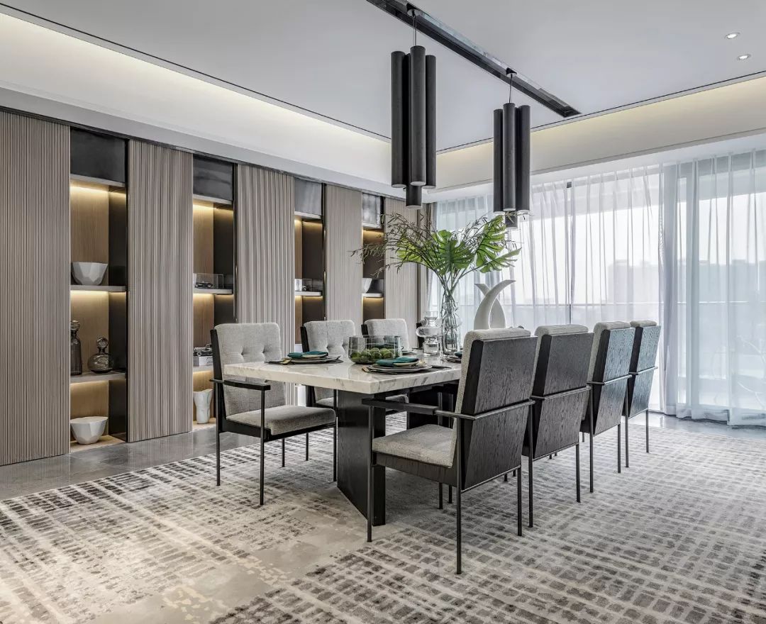 326㎡大平层样板间设计,于细节满满体现现代轻奢空间美学!