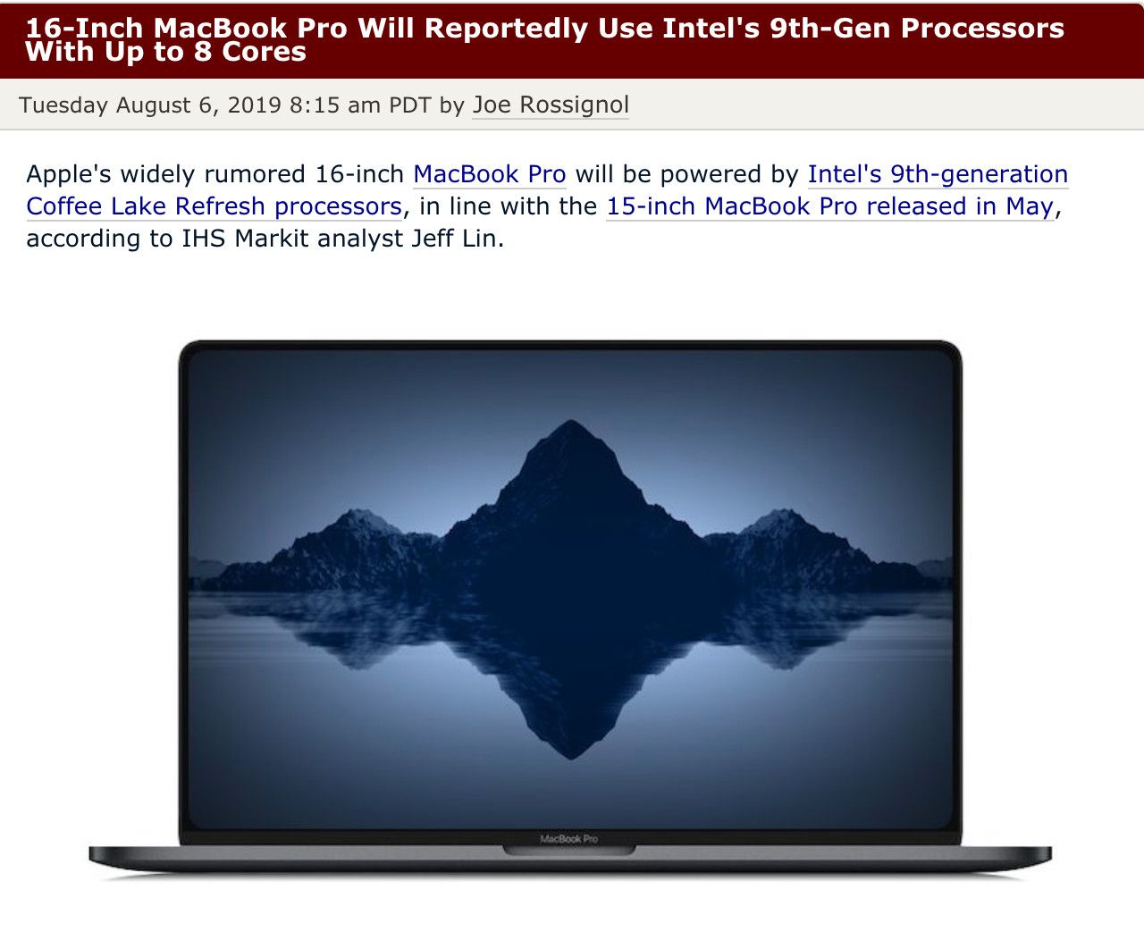 「科技V报」小米将首发1亿像素手机;苹果16英寸MacBook Pro配置曝光-20190807-VDGER
