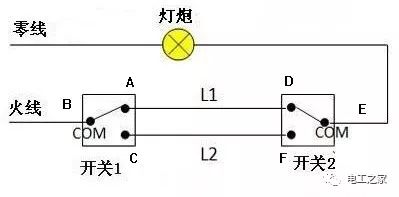 cad双控开关接线图图片