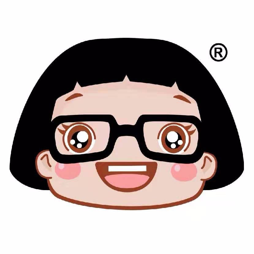 一个头顶蘑菇头,带熊猫黑框眼镜的卡通人物.