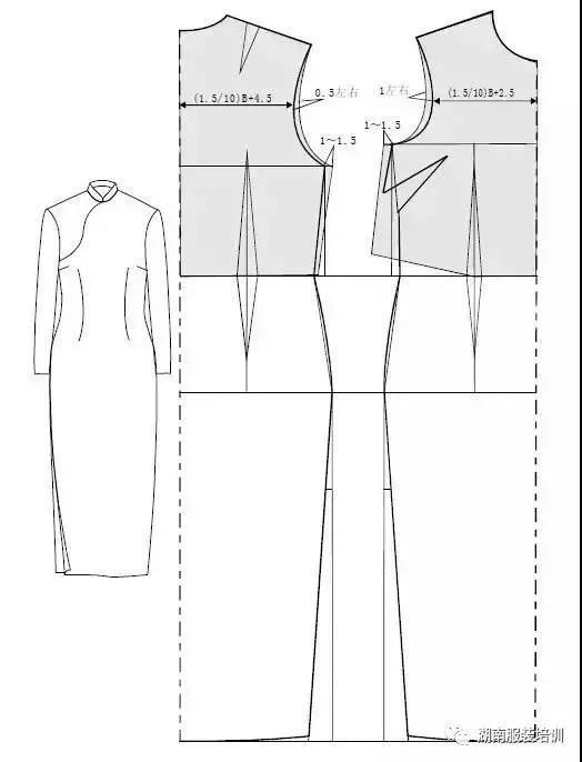 旗袍规格设计及直裁法!