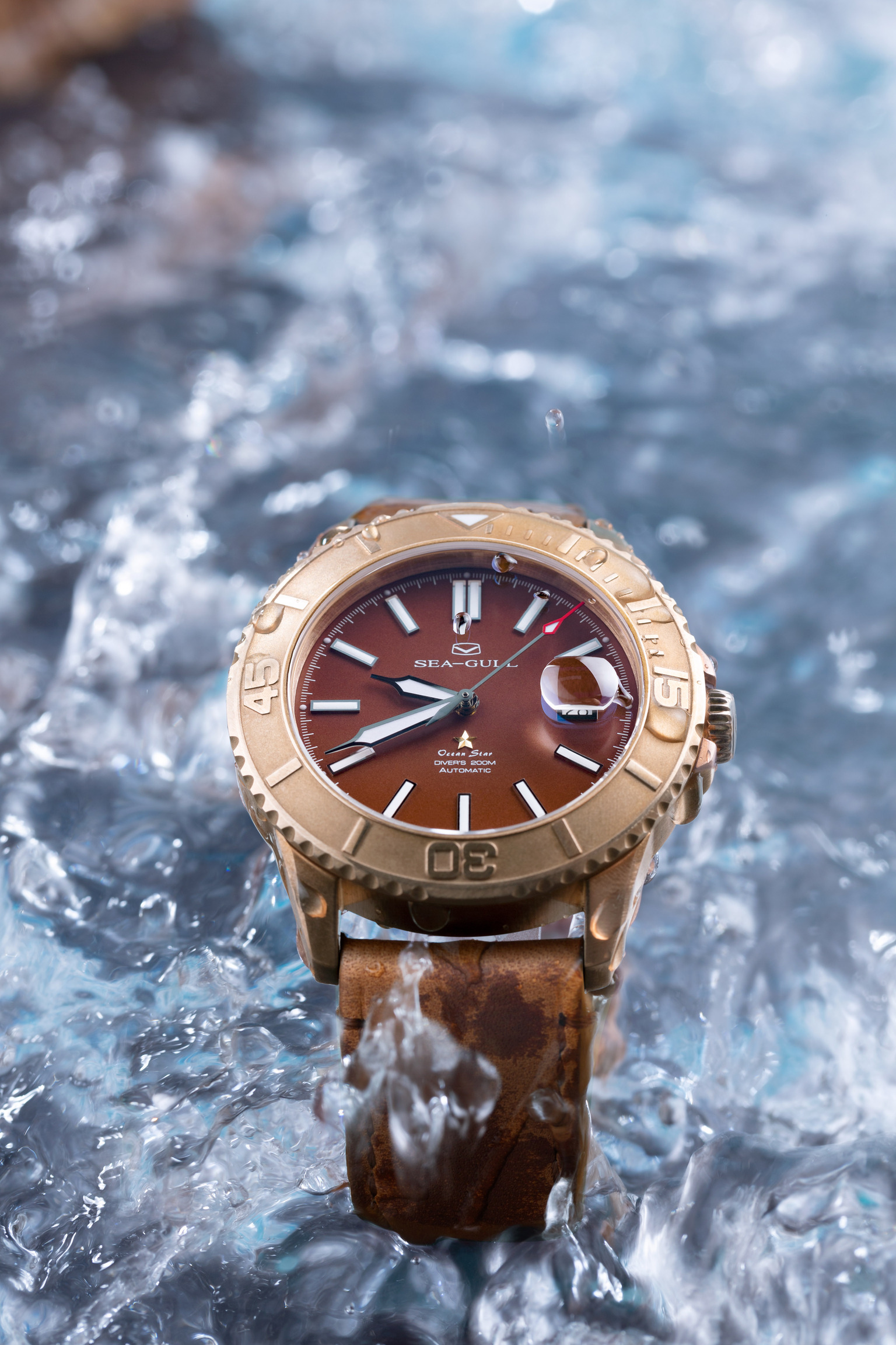 海鸥海洋之星青铜表戴上海神波塞冬的三叉戟