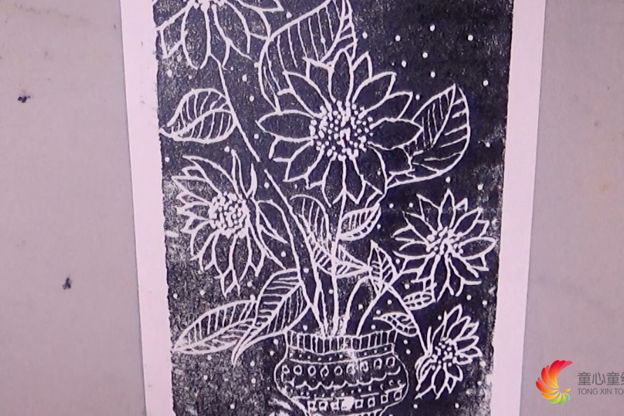少儿美术用泡沫板画向日葵收藏了教小朋友画画