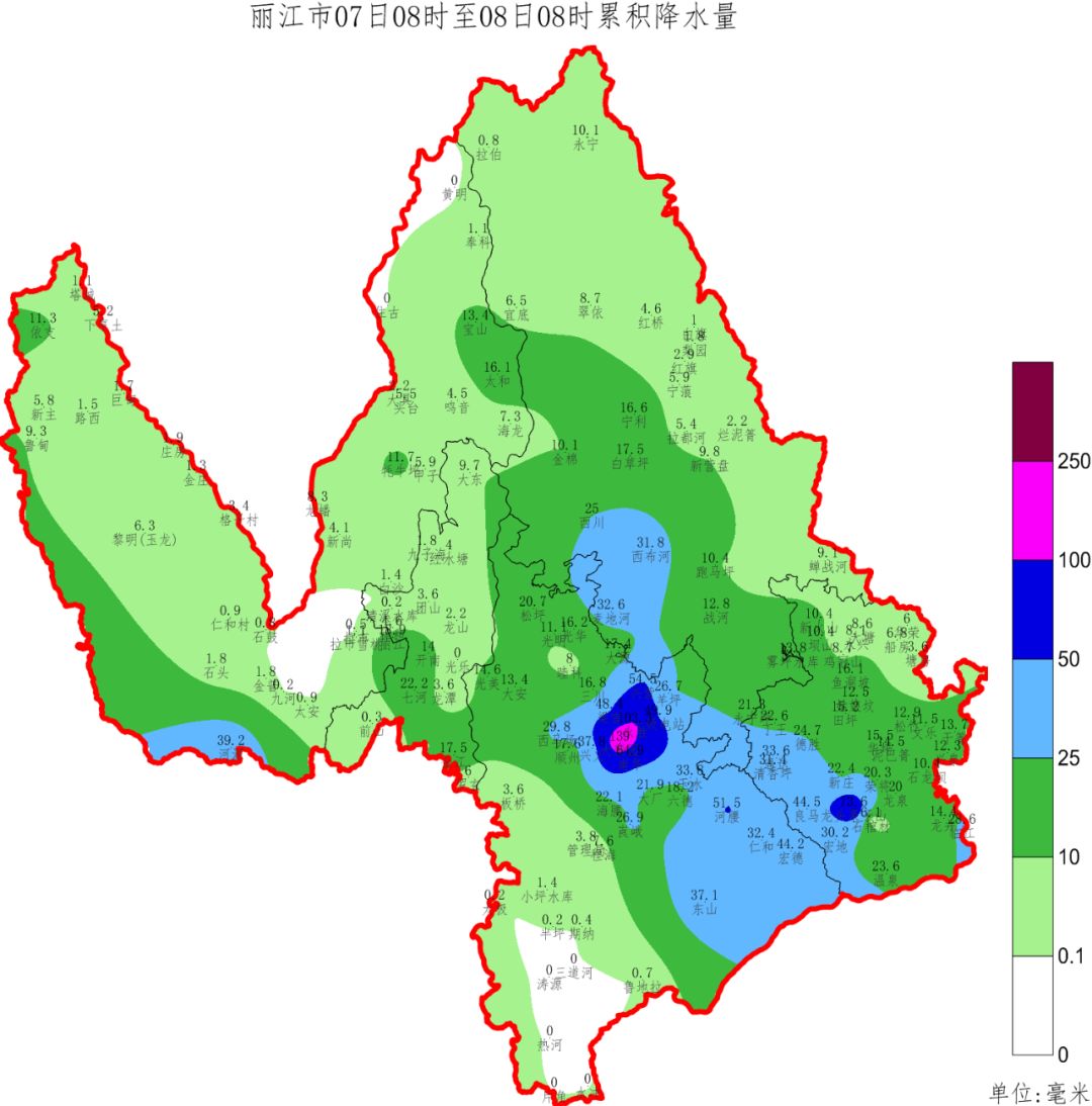 昨天永北镇降大暴雨,预计今明两天我市还将有局地性强降雨.