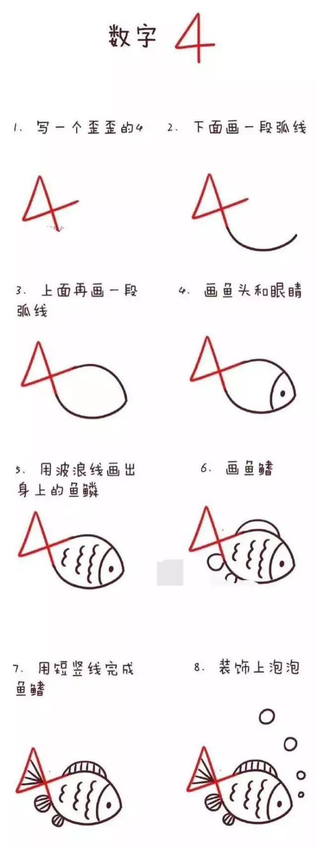 幼儿数字简笔画1到10的简笔画流程