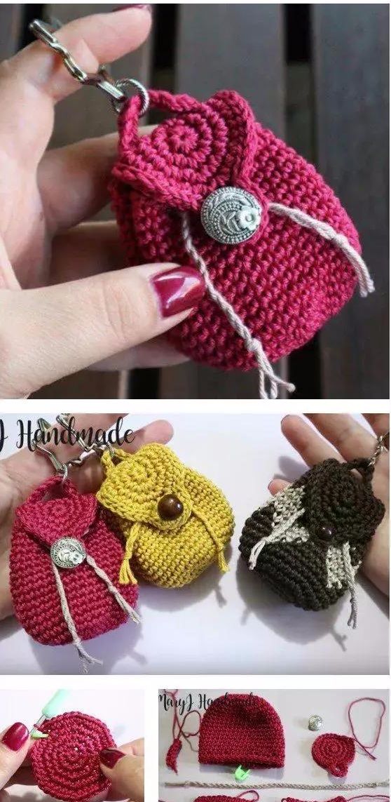 一起来钩几个超迷你小包可以当耳机包零钱包手机包